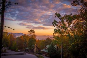 Black bear lodge on sunset